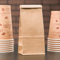 1/2 lb. Brown Kraft Paper Coffee Bag with Reclosable Tin Tie - 100/Pack