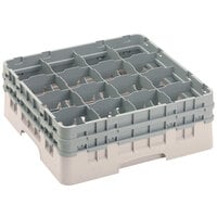 Cambro 16S534184 Camrack 6 1/8 inch High Customizable Beige 16 Compartment Glass Rack