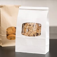 1 lb. White Customizable Paper Cookie / Coffee / Donut Bag with Window and Tin Tie Closure - 500/Case