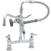 T&S B-0178 Deck Mounted Pre-Rinse Faucet with Adjustable 8 inch Centers, 20 inch Hose, 12 inch Add-On Faucet, and 90 Degree Swivel Adapter