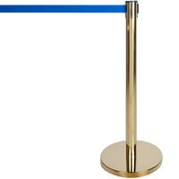 Aarco HB-7 Brass 40" Crowd Control / Guidance Stanchion with 84" Blue Retractable Belt