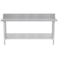Advance Tabco KSS-366 36 inch x 72 inch 14 Gauge Work Table with Stainless Steel Undershelf and 5 inch Backsplash