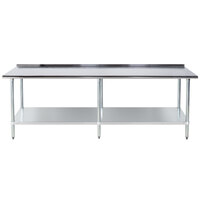 Advance Tabco FLAG-248-X 24" x 96" 16 Gauge Stainless Steel Work Table with 1 1/2" Backsplash and Galvanized Undershelf