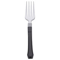 WNA Comet HRFFK480BK Reflections Duet 7 inch Stainless Steel Look Heavy Weight Plastic Fork with Black Handle - 20/Pack
