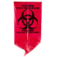7 Gallon 17 inch x 18 inch Red Isolation Infectious Waste Bag / Biohazard Bag High Density 12 Microns - 1000/Case