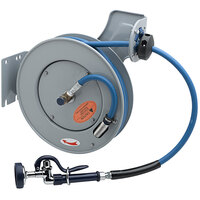 T&S B-7232-01 35' Open Epoxy Coated Steel Hose Reel with EB-0107 High-Flow Spray Valve