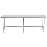 Advance Tabco TGLG-368 36 inch x 96 inch 14 Gauge Open Base Stainless Steel Commercial Work Table