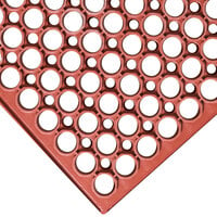 Cactus Mat 3525-R1BX VIP TuffDek 3' x 5' Red Heavy-Duty Grease-Resistant Rubber Anti-Fatigue Floor Mat - 3/4 inch Thick