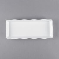 GET ML-154-W Osslo Bake and Brew 14 inch x 5 1/2 inch White Scalloped Melamine Rectangular Display Tray - 6/Pack