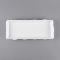 GET ML-154-W Osslo Bake and Brew 14" x 5 1/2" White Scalloped Melamine Rectangular Display Tray - 6/Pack