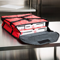 Rubbermaid FG9F3500RED ProServe Small Red Insulated Nylon Pizza Delivery Bag - 18 inch x 18 inch x 5 1/4 inch