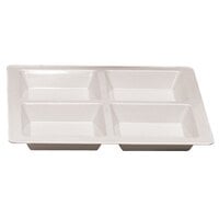 Thunder Group PS5104W Passion White 60 oz. Melamine Square 4 Section Compartment Tray - 6/Pack