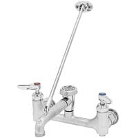 T&S B-0665-CR-BSTR Wall Mount Service Sink Faucet with Adjustable 8" Centers, Support Bar, Vacuum Breaker, and Cerama Cartridges