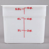 Cambro 6SFSP148 6 Qt. White Poly CamSquare® Food Storage Container