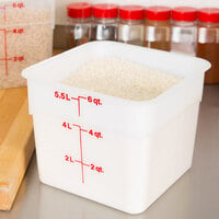 Cambro 6SFSP148 6 Qt. White Poly CamSquare® Food Storage Container