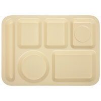 Carlisle 4398025 10 inch x 14 inch Tan Heavy Weight Melamine Left Hand 6 Compartment Tray