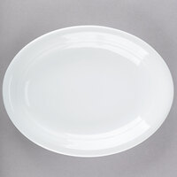 Tuxton CWH-1142 Concentrix 11 1/2 inch x 8 3/4 inch White Oval China Coupe Platter - 12/Case