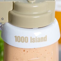 Tablecraft CB8 Imprinted White Plastic 1000 Island Salad Dressing Dispenser Collar with Beige Lettering