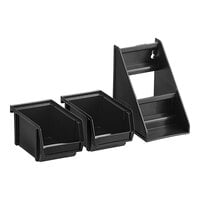 Vollrath 4840-06 Traex® Black Self-Serve Condiment Bin Stand Set with 2-Tier Stand and 8" Condiment Bins