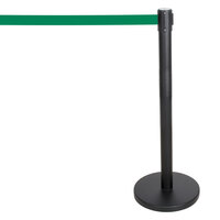 Aarco HBK-7 Black 40" Crowd Control / Guidance Stanchion with 84" Green Retractable Belt