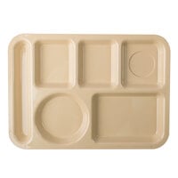 Carlisle 61425 10 inch x 14 inch Tan ABS Plastic Left Hand 6 Compartment Tray