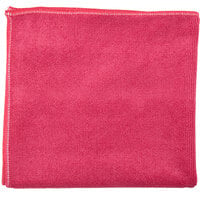 Unger MF40R SmartColor MicroWipe 16 inch x 15 inch Red Heavy-Duty Microfiber Cleaning Cloth   - 10/Pack