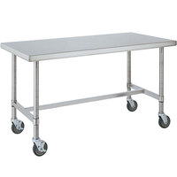 14 Gauge Metro MWT306HS 30 inch x 60 inch HD Super Open Base Stainless Steel Mobile Work Table
