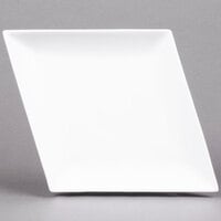 CAC DM-C41 White Diamond 14 1/2" x 11" Bright White Porcelain Coupe Serving Platter - 12/Case