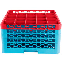 Carlisle RG25-4C410 OptiClean 25 Compartment Red Color-Coded Glass Rack with 4 Extenders