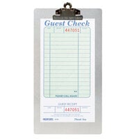 Menu Solutions CLIPCHECK-AL-BRUSHED Alumitique Single Panel Aluminum Clipboard Menu / Check Presenter with Brushed Finish - 5 inch x 9 inch