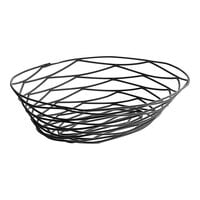 Tablecraft BK17409 Artisan Oval Black Wire Basket - 9" x 6" x 2 1/4"