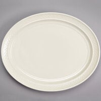 Homer Laughlin by Steelite International HL3527000 Gothic 11 1/2 inch x 8 3/8 inch Ivory (American White) Undecorated Oval China Platter - 12/Case