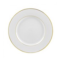 10 Strawberry Street GLD0004 7 3/4 inch Double Line Gold Porcelain Salad / Dessert Plate - 24/Case