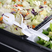 Fineline 3304-WH Platter Pleasers 11 1/2 inch White Plastic Salad Tongs - 48/Case