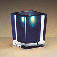 Sterno 80234 3 3/4 inch Blue and Clear Square Liquid Candle Holder