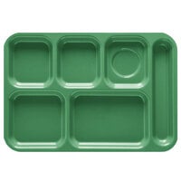 GET TR-152 10 inch x 14 1/2 inch Rainforest Green ABS Plastic Right Hand 6 Compartment Tray - 12/Pack