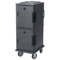 Cambro UPC800SP191 Ultra Camcarts® Granite Gray Insulated Food Pan Carrier with Heavy-Duty Casters and Security Package - Holds 12 Pans