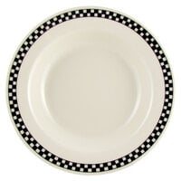 Homer Laughlin by Steelite International Black Checkers 12.75 oz. Wide Rim Creamy White / Off White China Soup Bowl - 24/Case
