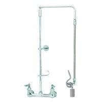 T&S B-0131-CR-BC28H Wall Mounted 29 1/2" High Pre-Rinse Faucet with Adjustable 8" Centers, Low Flow Spray Valve, Swivel Arm, 28" Hose, and 6" Wall Bracket