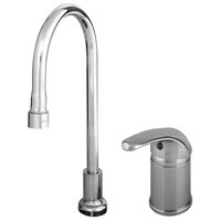 T&S B-2741 Single Lever Faucet with Remote On/Off Control Base, Rigid Gooseneck Assembly, and Flexible Stainless Steel Water Connectors ADA Compliant