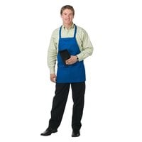 Chef Revival Royal Blue Poly-Cotton Customizable Bib Apron with 3 Pockets - 28 inchL x 27 inchW