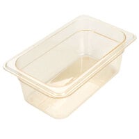Carlisle 3088113 StorPlus 1/4 Size Amber High Heat Plastic Food Pan - 4" Deep