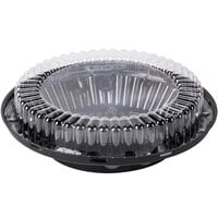 D&W Fine Pack 8 inch Black Pie Container with Clear Low Dome Lid - 100/Case