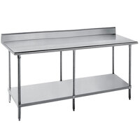 Advance Tabco SKG-3012 30 inch x 144 inch 16 Gauge Super Saver Stainless Steel Commercial Work Table with Undershelf and 5 inch Backsplash