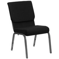 Flash Furniture XU-CH-60096-BK-SV-GG Black 18 1/2 inch Wide Church Chair with Silver Vein Frame
