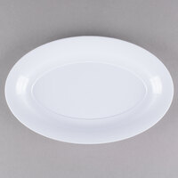 Fineline 3515-WH Platter Pleasers 8 inch x 12 inch White Plastic Oval Tray - 48/Case