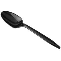 Choice Medium Weight Black Plastic Teaspoon - 100/Pack