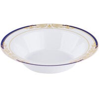 Fineline 4912-WHBG Signature Blu 12 oz. White with Blue and Gold Rim Bowl - 120/Case