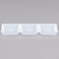 Fineline 6212-WH Tiny Temptations 7 1/2 inch x 2 1/4 inch White Plastic Sectional Tiny Tray - 200/Case