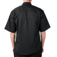 Mercer Culinary Genesis® Unisex Lightweight Black Customizable Short Sleeve Chef Jacket with Cloth Knot Buttons M61022BK - 5X